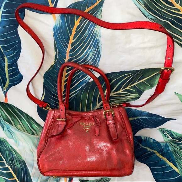 VINTAGE PRADA SMALL LEATHER TWO WAY BAG ๐ - Picture 1 of 5